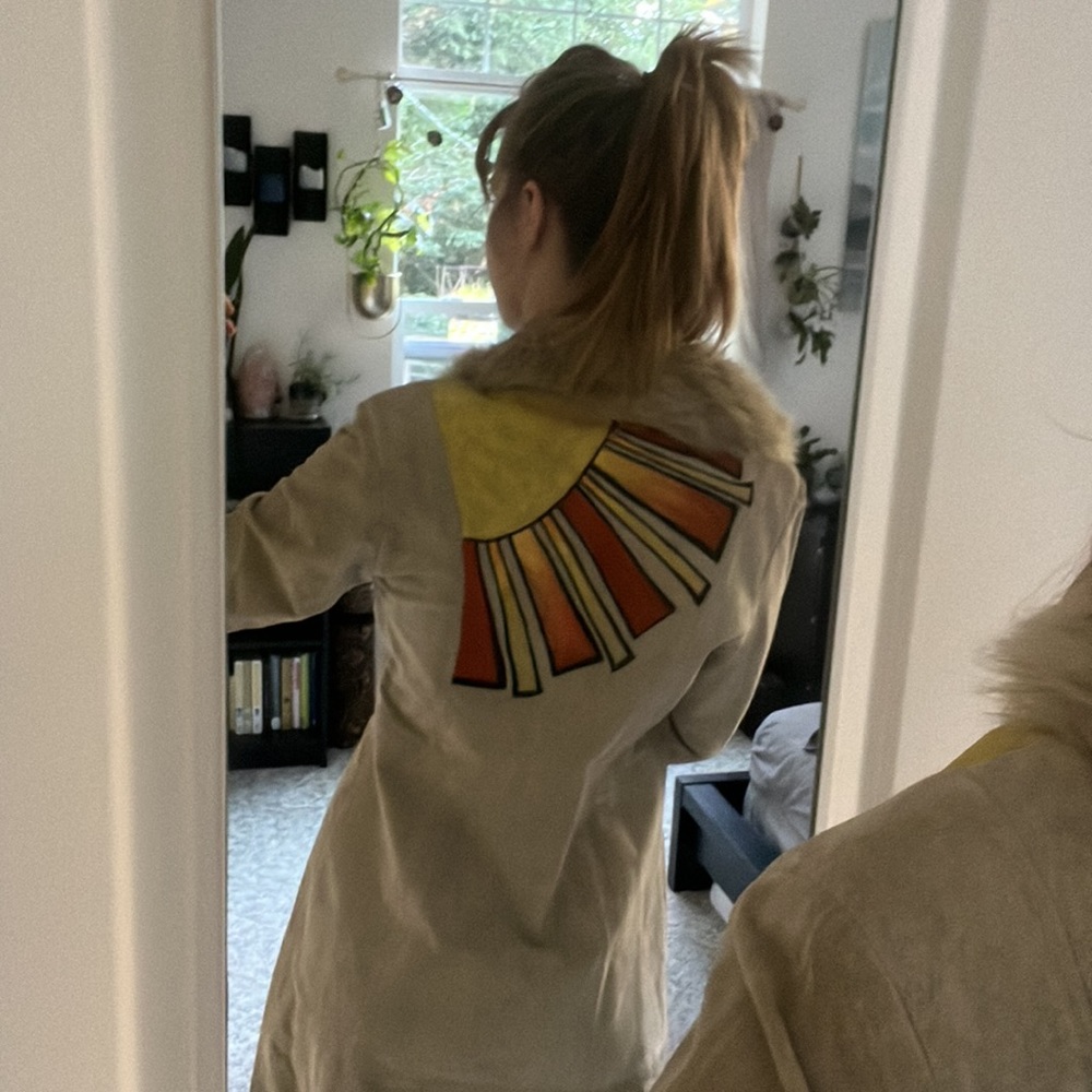 Vintage Hand Painted Fur Lined Trench Coat